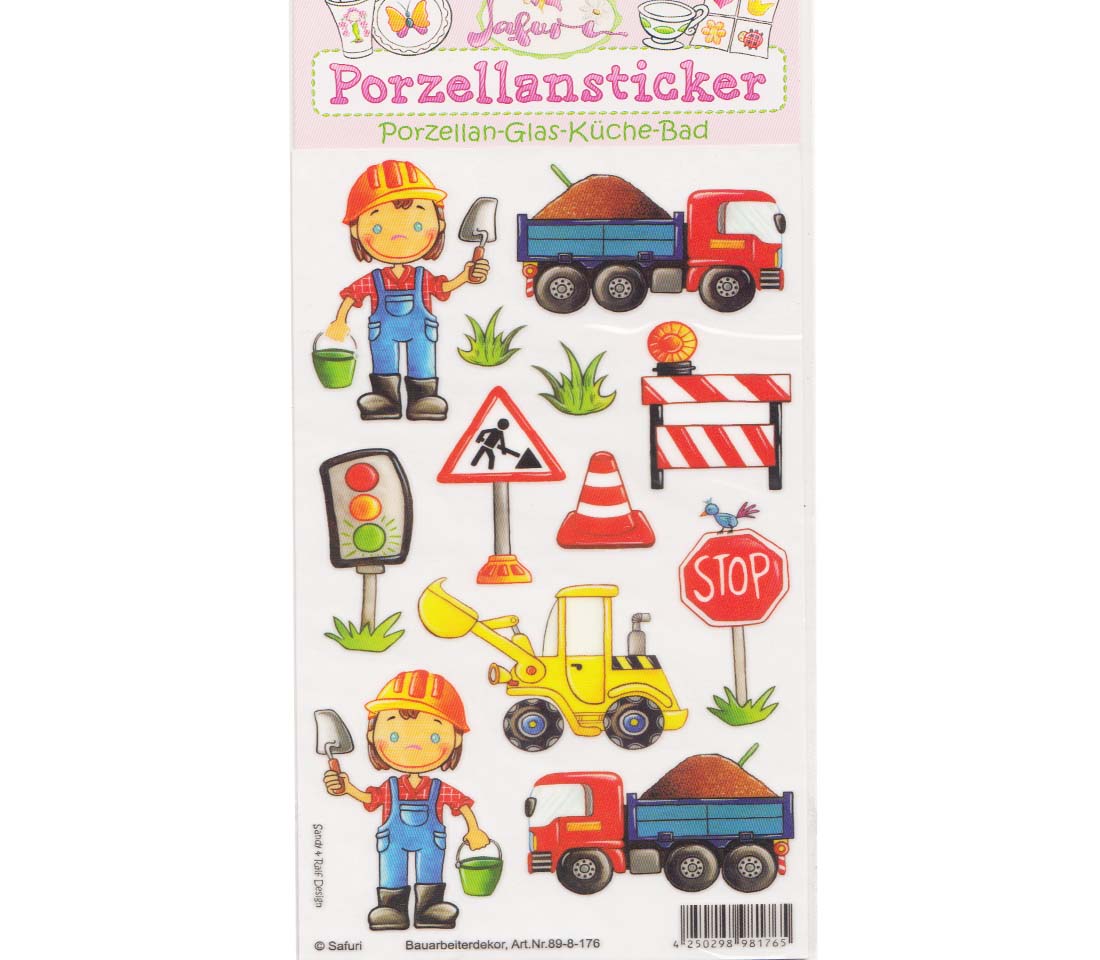 Porzellan-Sticker Bauarbeiter