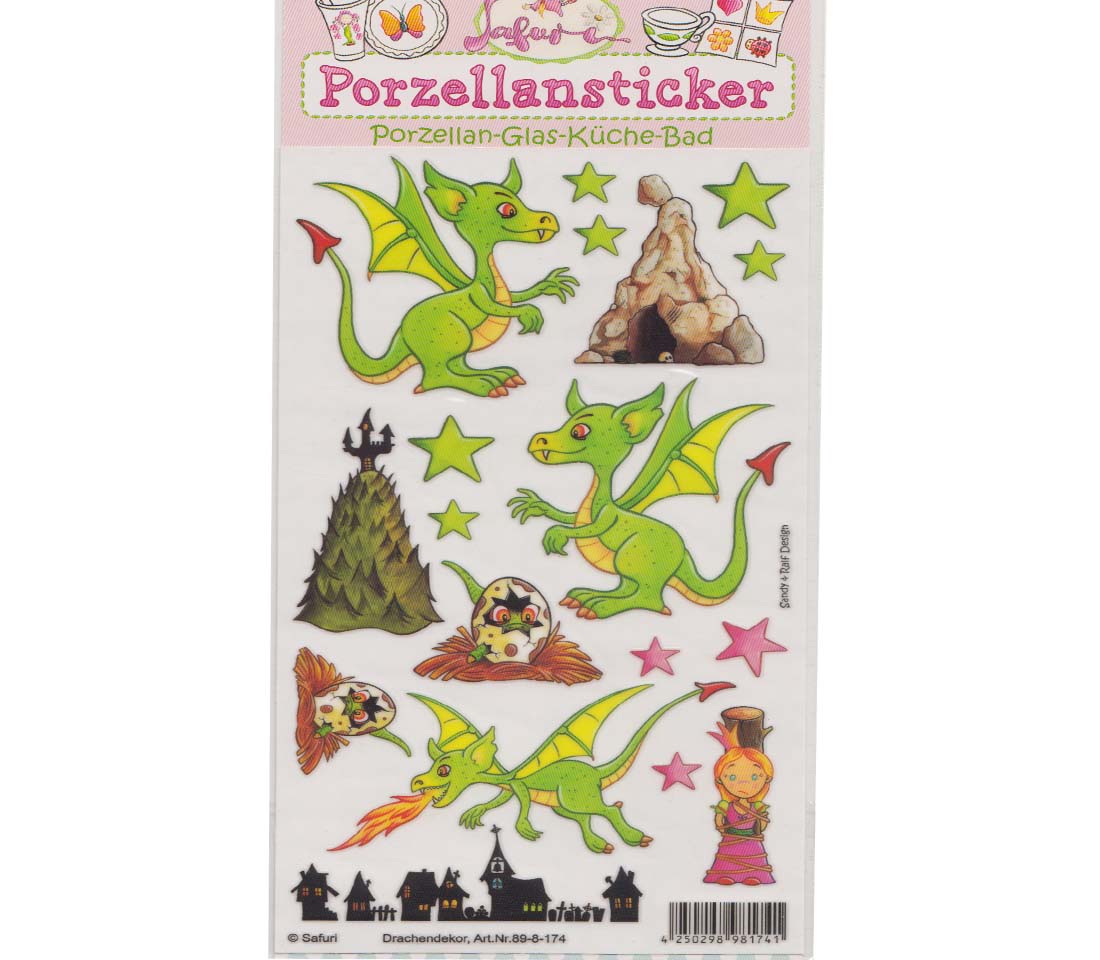 Porzellan-Sticker Drachen