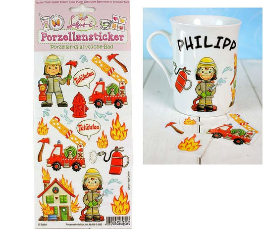 Porzellan-Sticker Feuerwehr