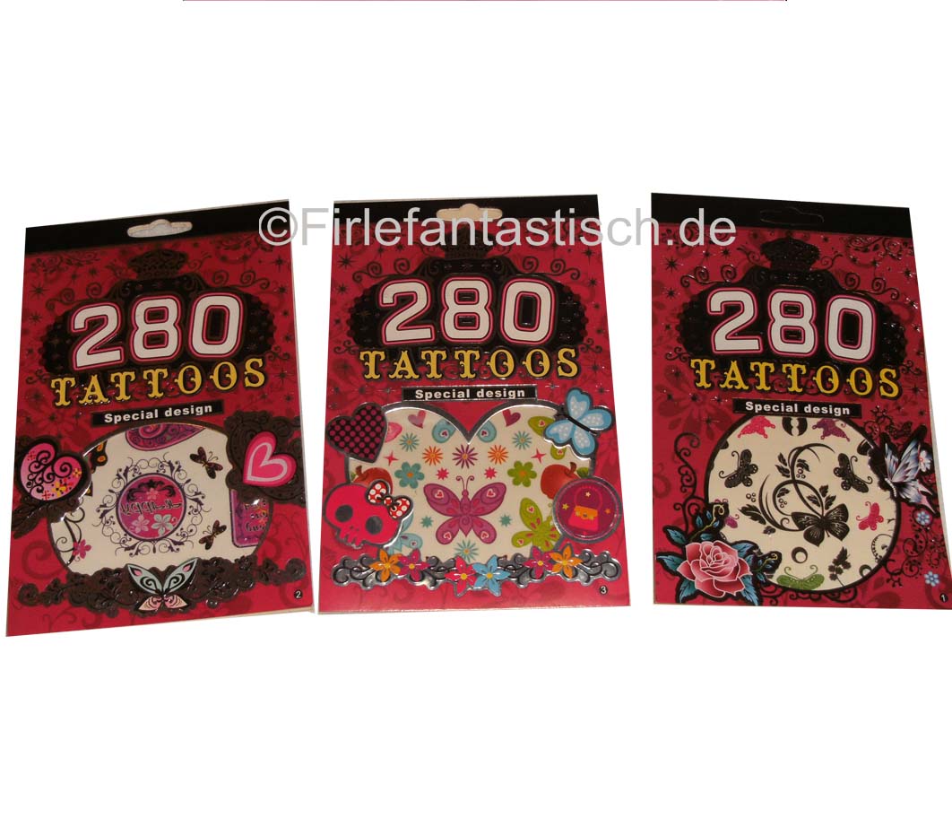 Tattoo-Buch Mädchen mit je 280 Tattoos - 20 Stück